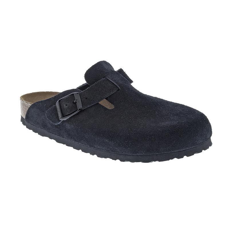 Birkenstock Soft Footbed Ruskind Boston Herre Sort | DK 1QMA